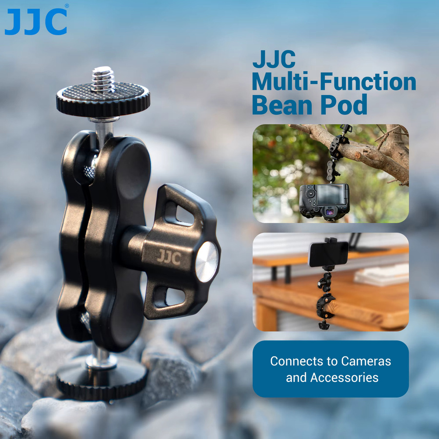JJC Super-Klemmhalterung Magic Arm Klemme in Schwarz als Lenkerhalterung für Fahrrad und Motorrad mit Adapter für Insta360 X4 und DJI Pocket 4 - Bild 2