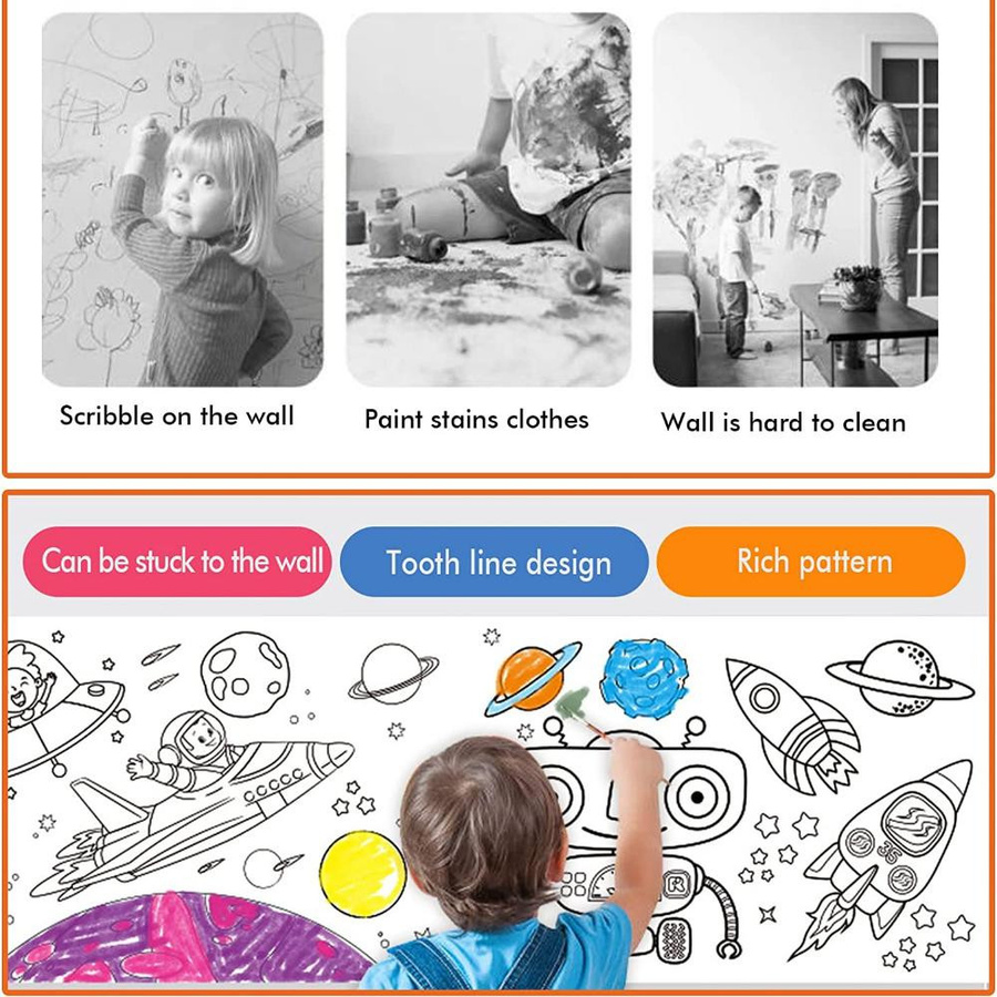 OLOEY DIY Zeichenrolle Ausmalpapier Lernspielzeug für Kinder 3-6 Jahre - Bild 3