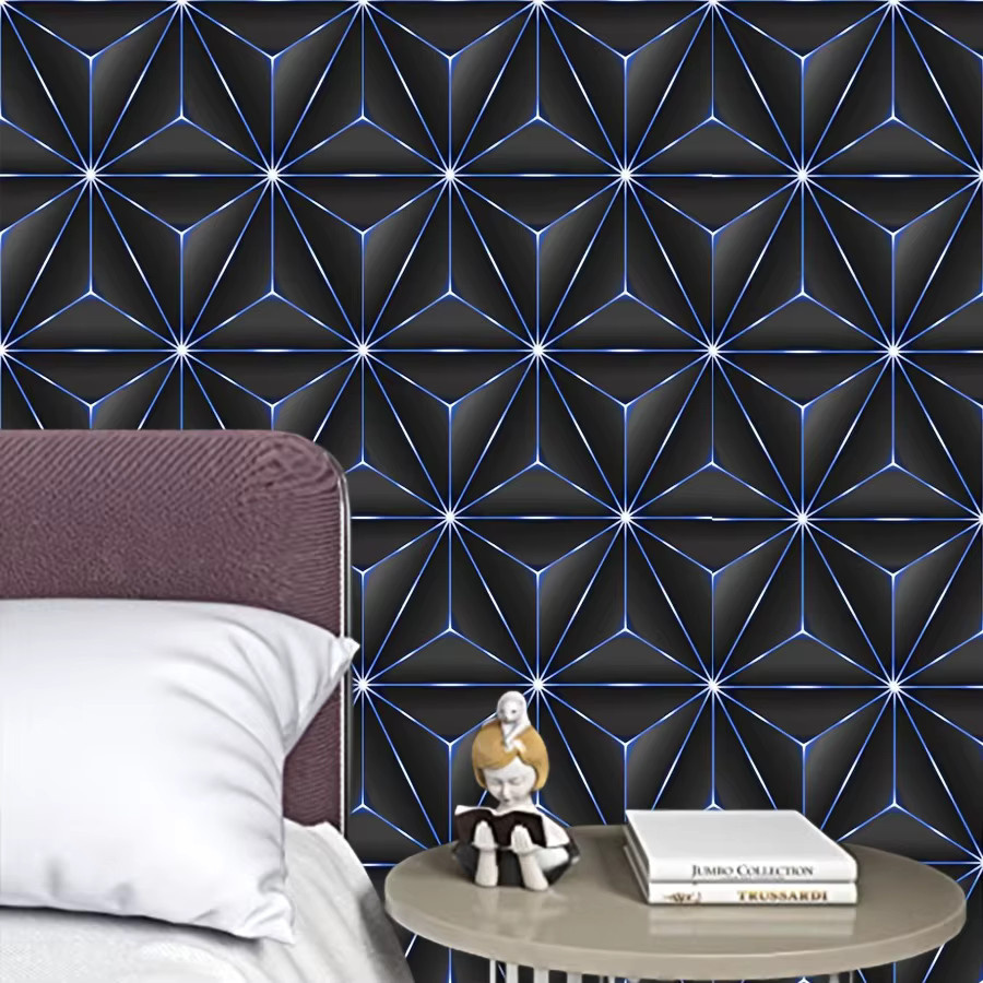 KADUO Selbstklebende 3D Vinyl-Tapete in Lila mit modernem geometrischem Design - Bild 2