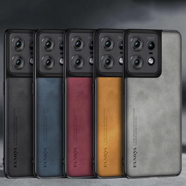 Handyhülle aus Schafsleder und PU-Leder für Motorola Edge 70 60 Pro Ultra und Edge 50 Fusion in Schwarz - Bild 1