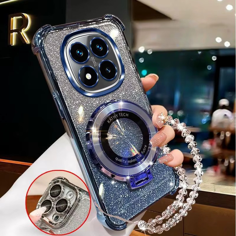 Glitzernde Kristall Armband Handyhülle mit Magnetständer für Samsung Galaxy S25 S24 S23 S22 S21 S20 Plus FE Ultra S10 in Transparent - Bild 1