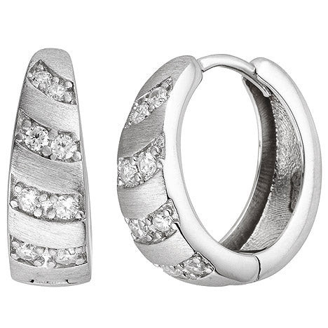 Colfem Creolen 925 Silber, matt, 16 Zirkonia, Damen - Bild 1