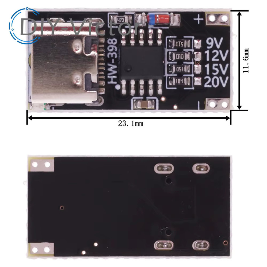 USB Type-C Decoy Board PD/QC/AFC Trigger Modul für schnelles Laden, Schwarz - Bild 5