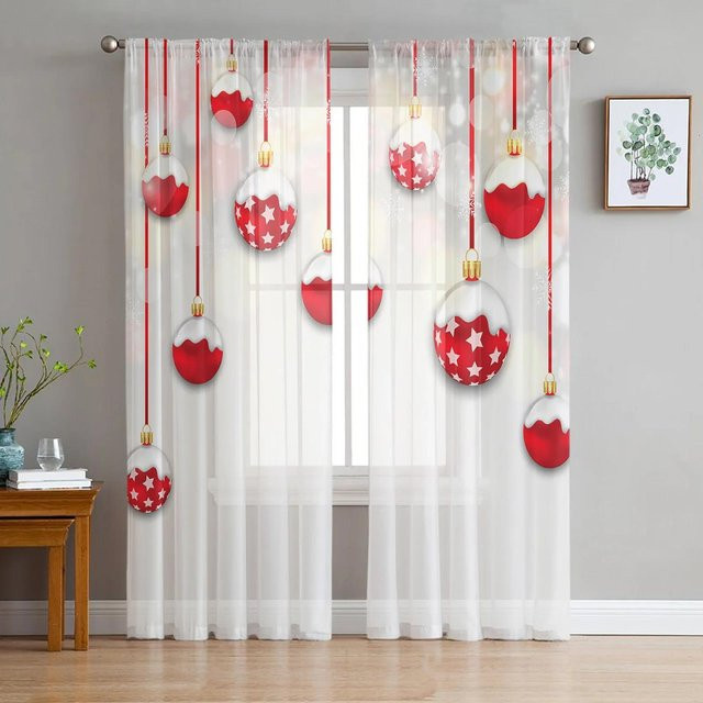 Yiran Furniture Tüll-Vorhang mit Sternen-Design in Weiß, transparent, B: 135 cm, H: 115 cm - Bild 1