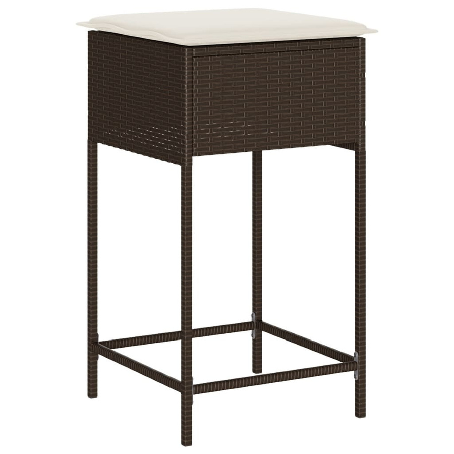 vidaXL 7-teiliges Gartenbar-Set aus Poly-Rattan mit Kissen in Braun und Cremeweiß - Bild 3