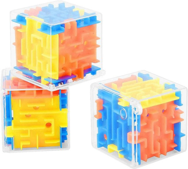3-teiliges Set 3D-Würfel Labyrinth Puzzle Box, Geschicklichkeit, Bunt / Mehrfarbig - Bild 1