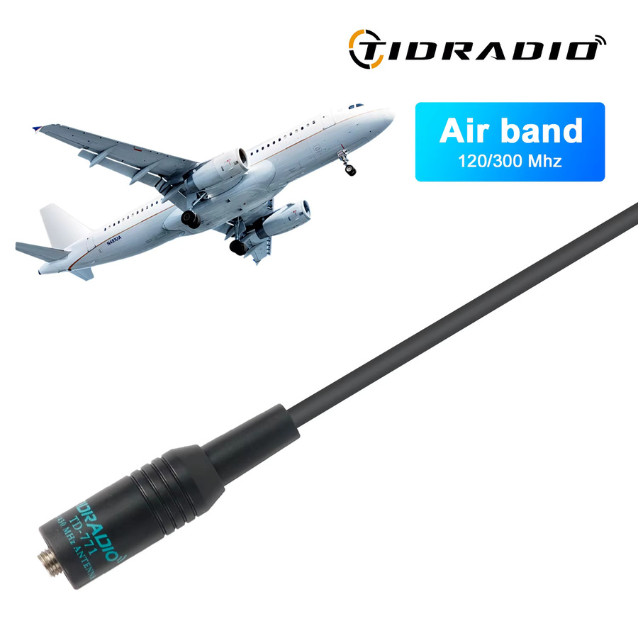 TIDRADIO TD-AM Aviation Band & Police Band Antenne 120/300 MHz in Schwarz mit SMA-Buchse für Funk-Walkie-Talkies - Bild 1