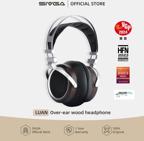 SIVGA LUAN Hi-Fi Over-Ear Kopfhörer mit 50mm dynamischem Treiber, Open-Back Holz-Kopfhörer in Schwarz