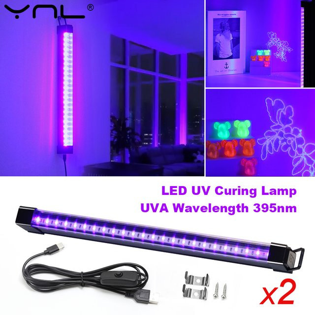 YNL 2er Set USB UV Schwarzlicht T5 T8 UV-Streifen für Party, Disco und Bühne, Farbe: Blau/Schwarz - Bild 1