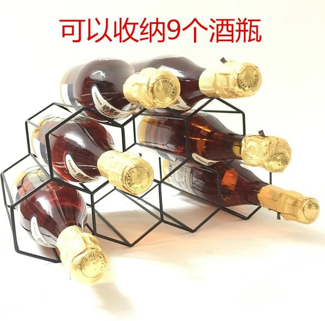 DIYelecs Weinregal aus schwarzem Wabenmetall mit 7 Löchern, modernes Wandregal im geometrischen Design für dein Wohnzimmer - Bild 1