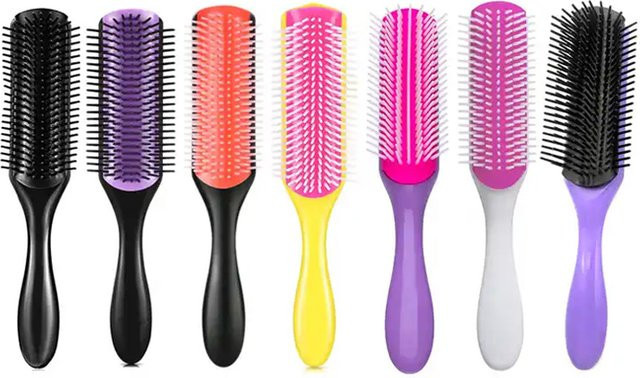 Haarbürste für lockiges Haar, Massagebürste, 9-Reihen-Kamm, Kunststoff - Bild 1