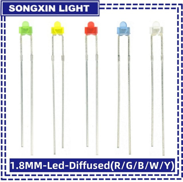 10 Stück Diffuse DIP LED Dioden 1,8mm in den Farben Weiß, Gelb, Rot, Grün, Orange und Blau - Bild 1