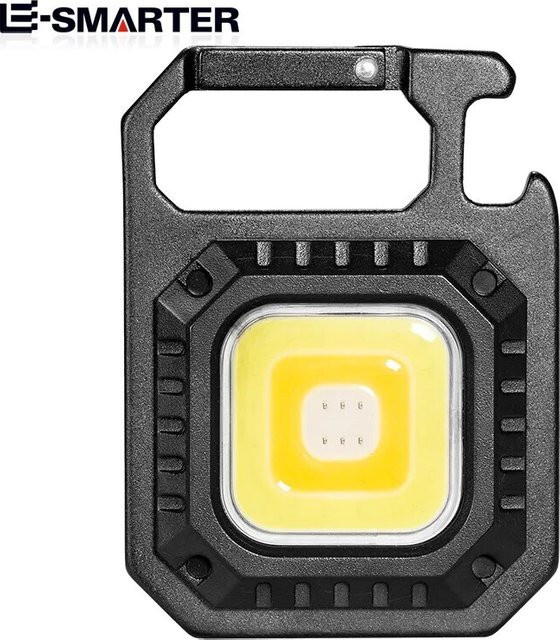 ESMARTER Mini LED Taschenlampe mit Magnet und Flaschenöffner, wiederaufladbar, Schwarz - Bild 1