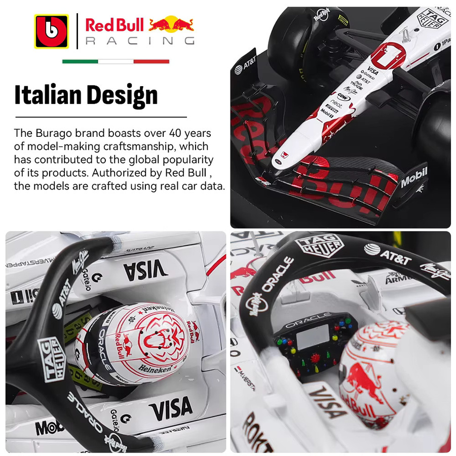 Bburago Red Bull Racing 2025 F1 RB21 1 Verstappen, Automodell, 1:18, Weiß, ab 14 Jahren - Bild 2