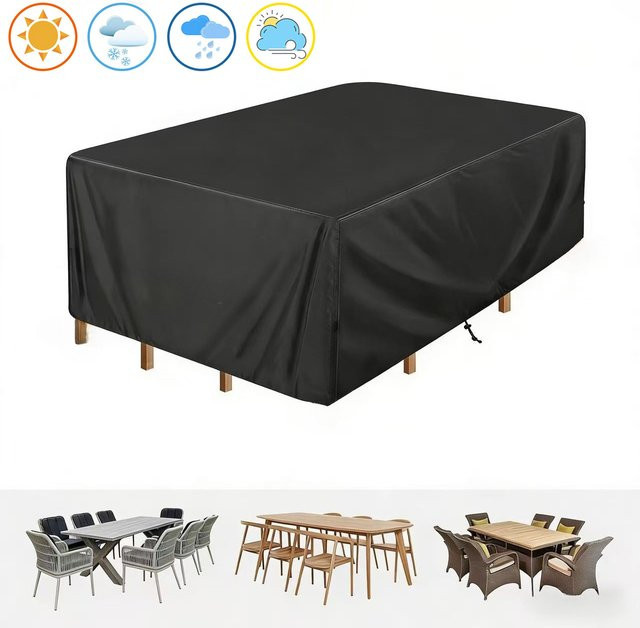 Wasserdichte Gartenmöbel-Abdeckung aus robustem 210D Material in Schwarz für Sofa, Tisch und Stühle - Bild 1