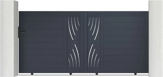 Casanoov Elektrisches Schiebetor Veleta aus Aluminium mit Schiebetorantrieb Ranger C300, Anthrazit/Grau, B: 350 cm, H: 140 cm - Bild 1