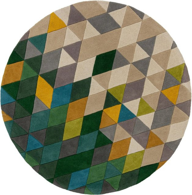 Flair Rugs Wollteppich Prism Geometrisch Handgetuftcht Mehrfarbig Durchmesser: 160 cm - Bild 1