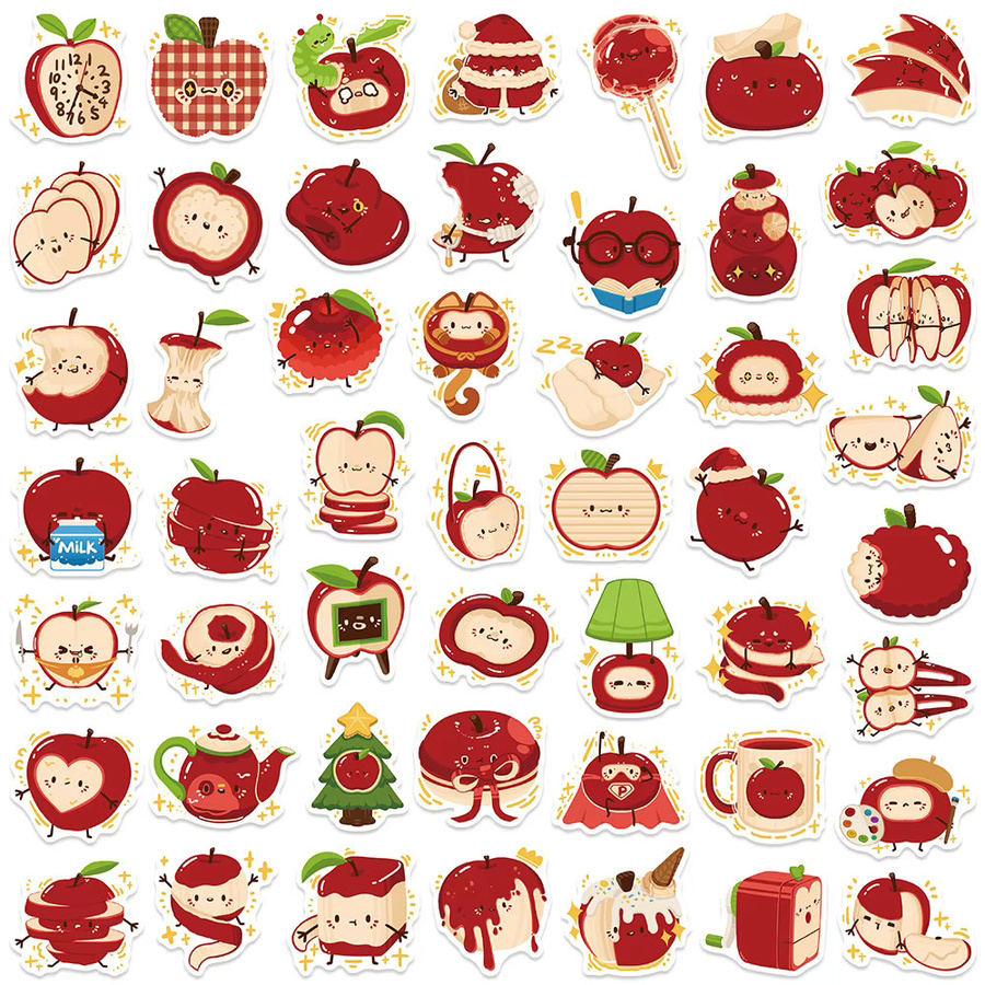 GOGOTU Cartoon Nette Apple Aufkleber, 50-teiliges Set, multicolour - Bild 2