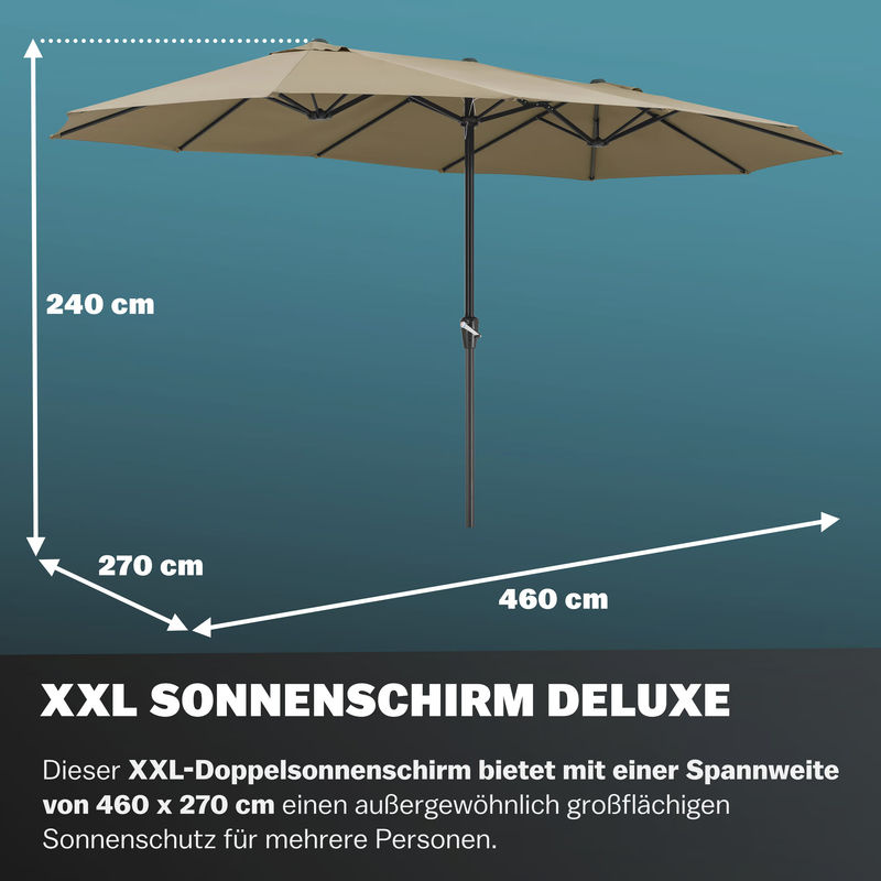 KINGSLEEVE Doppelsonnenschirm in Taupe mit UV-Schutz UPF 50+ aus Polyester und Stahl - Bild 3