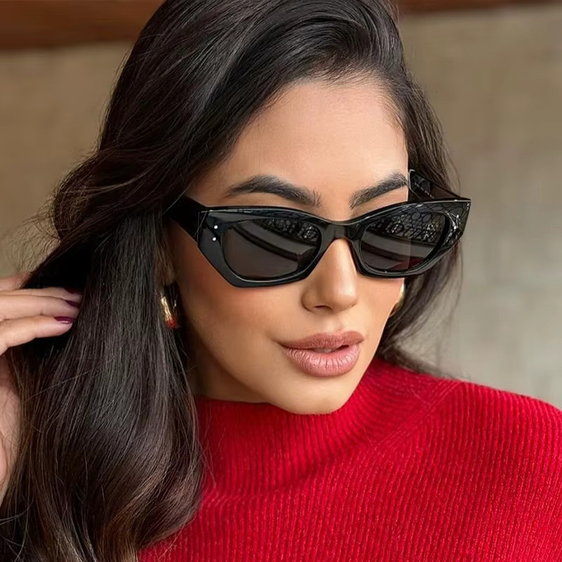 Samjune Cat-Eye Sonnenbrille, Vollrand, Schwarz, Kunststoff, Damen - Bild 3