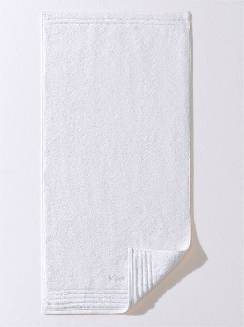 Vossen Handtuch aus 100% Baumwolle mit schmaler Bordüre und gesticktem Logo, Weiß, Breite: 50 cm, Länge: 140 cm - Bild 1