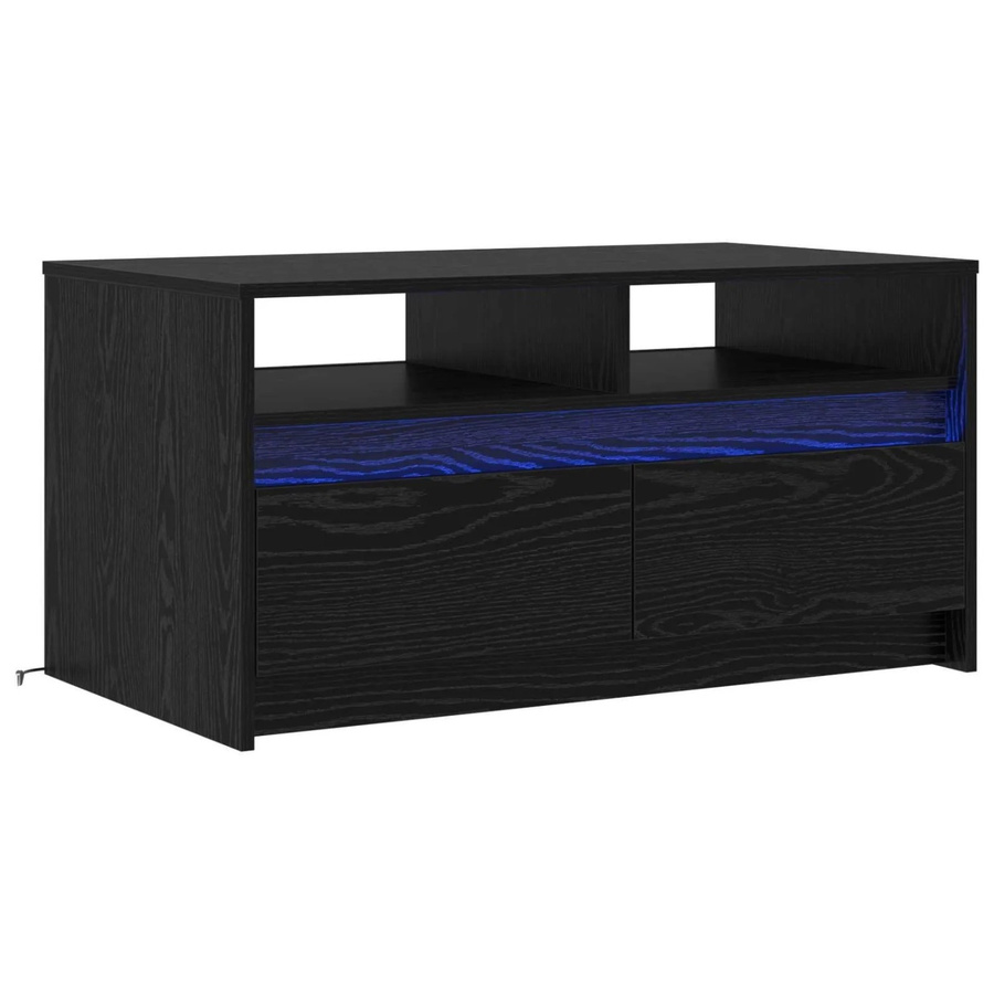 vidaXL Couchtisch in Schwarz und Eichen-Optik, moderner Couchtisch aus Holzwerkstoff, B/T/H: 90 x 50 x 45 cm - Bild 2