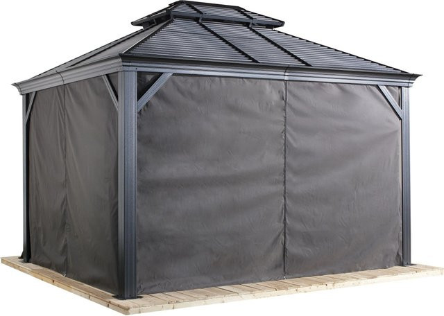 Sojag Vorhang-Set für Aluminium Pavillon Mykonos/Messina, Dunkelgrau, Polyester, Breite: 299 cm, Höhe: 288 cm - Bild 1