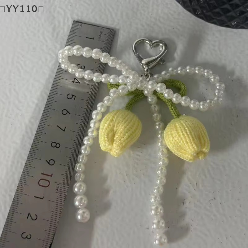 Velishy Schlüsselanhänger, gestrickt, Tulpenperlen, Schleife - Bild 5