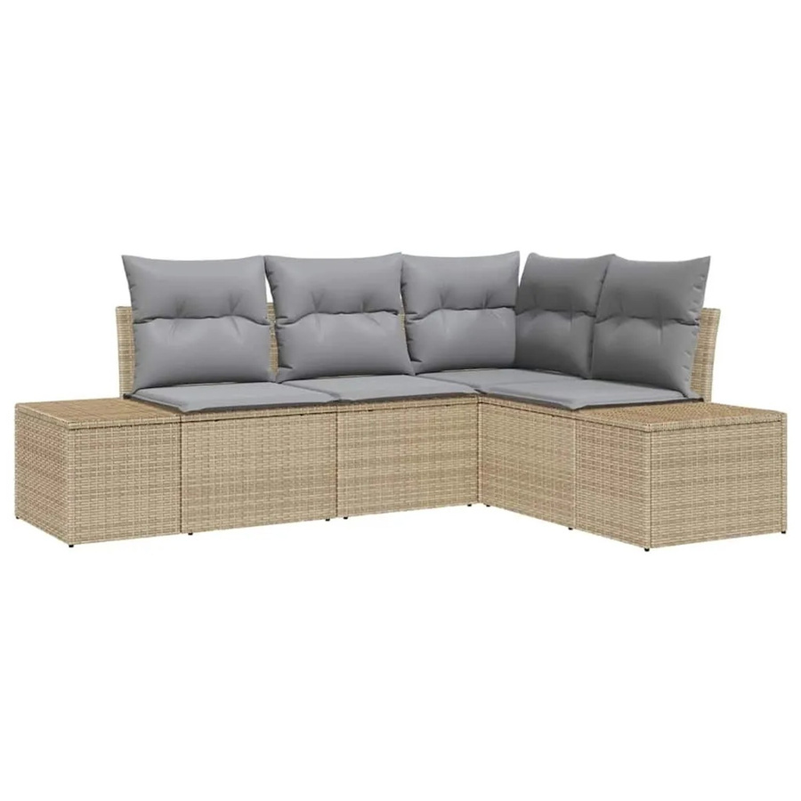 vidaXL Gartensofa-Set aus Poly-Rattan in Beige und Grau mit Polstern und Stahlgestell - Bild 2