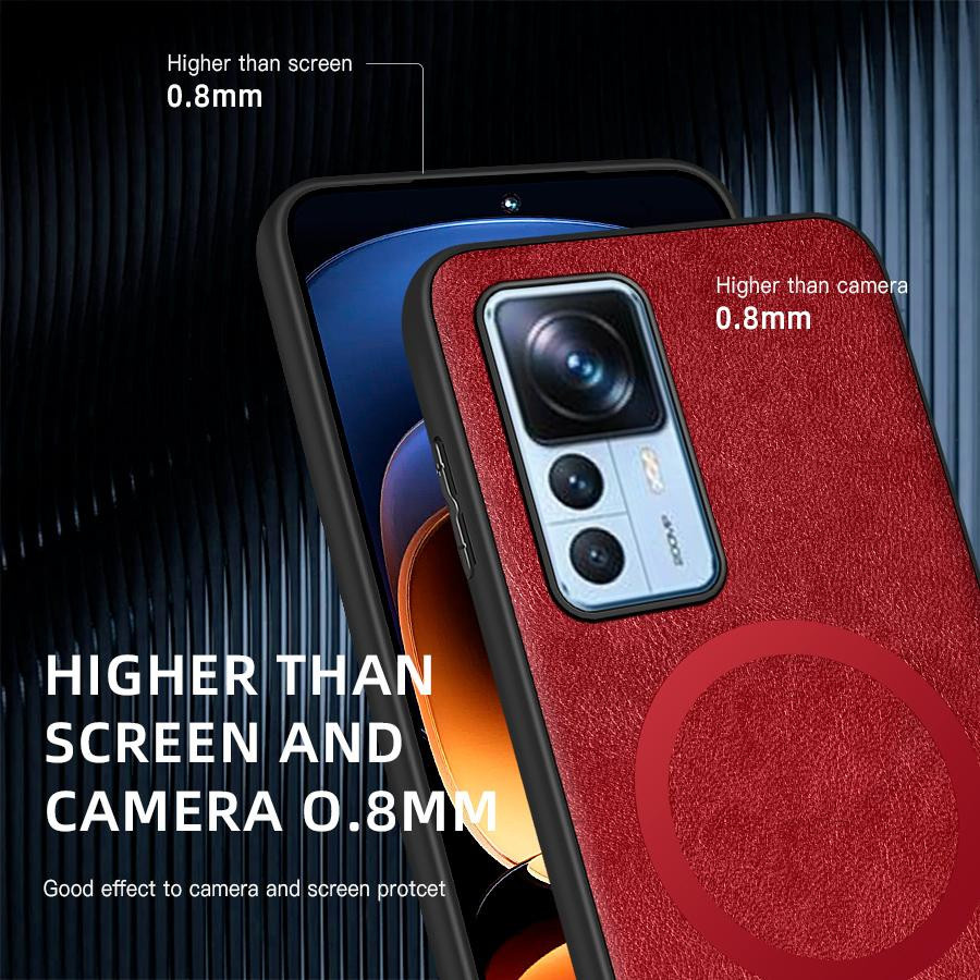 Xiaomi 12T 12T Pro Handyhülle aus PU Leder mit Magnetring in Rot - Bild 1