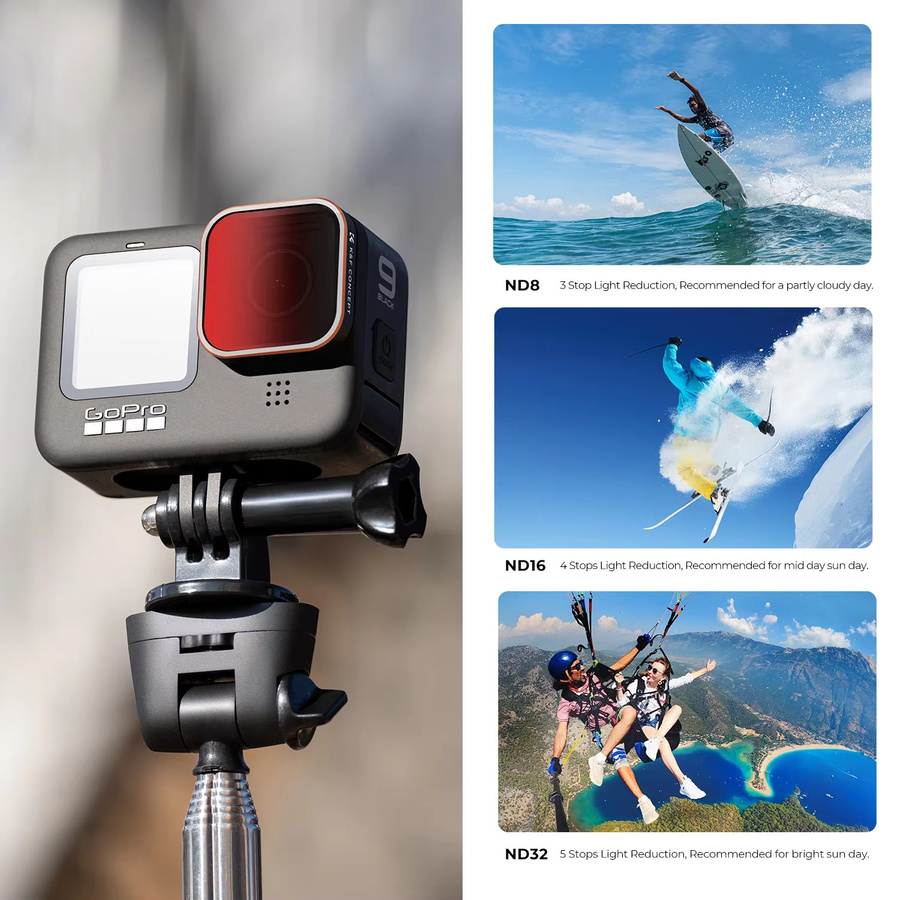 K&F CONCEPT CPL ND Filterset Schwarz für GoPro Hero 10 11 12 13 Action-Kamera mit variablen ND-Filtern ND8 ND16 ND32 ND64 ND1000 ND2-32 ND32-512 - Bild 2
