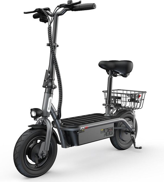 iSCOOTER F2 City Elektroroller für Erwachsene in Grau mit 500W Motor, 36V 7.8Ah Batterie und 10 Zoll Reifen, faltbarer E-Scooter - Bild 1