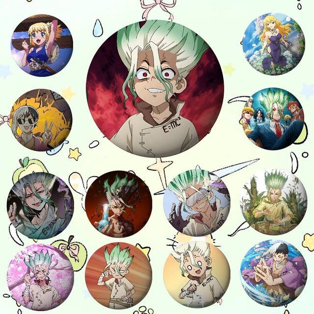 Kayou Brosche Anime D-Dr. Stein, Weißblech, Unisex - Bild 1