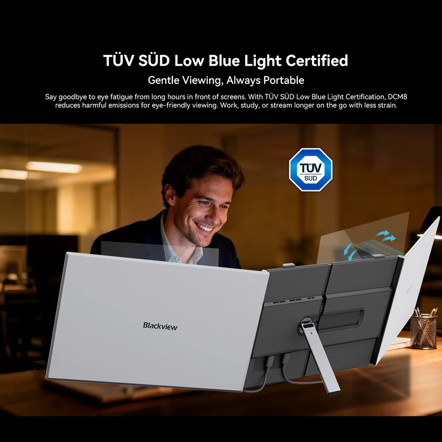 Blackview DCM8 Tragbarer Erweiterbarer Monitor 15,3 Zoll Full HD IPS Dreifach-Laptop-Bildschirmerweiterung für Windows, Mac, Chrome OS und Mobilgeräte in Schwarz - Bild 2