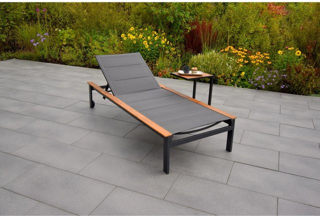 Merxx Paxos Gartenliegen-Set 2-teilig aus Akazienholz und Aluminium in Grau - Bild 1
