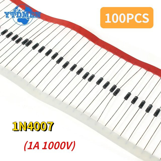 YTDMEN 100er Set 1N4007 Gleichrichter Dioden, 1A 1000V, Axial DIP DO-41, Schwarz - Bild 1
