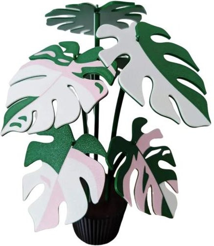 HOUSELY 6er Set Monstera-Blatt Untersetzer mit Aufbewahrungstopf in Grün - Bild 1