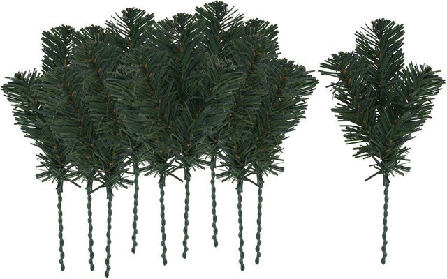 VBS Weihnachts-Tannenzweige aus Kunststoff, 10 Stück, Grün - Bild 1