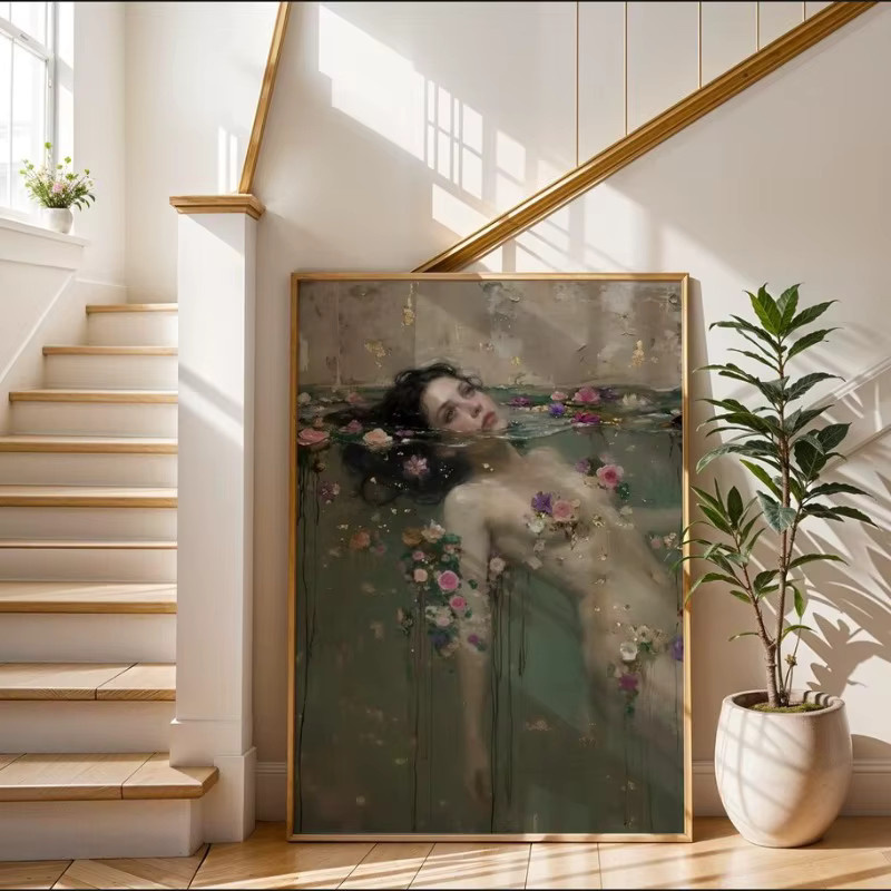 Potdemiel Ophelia Wandkunst Leinwandgemälde Vintage Shakespeare-Porträt Multicolour - Bild 2