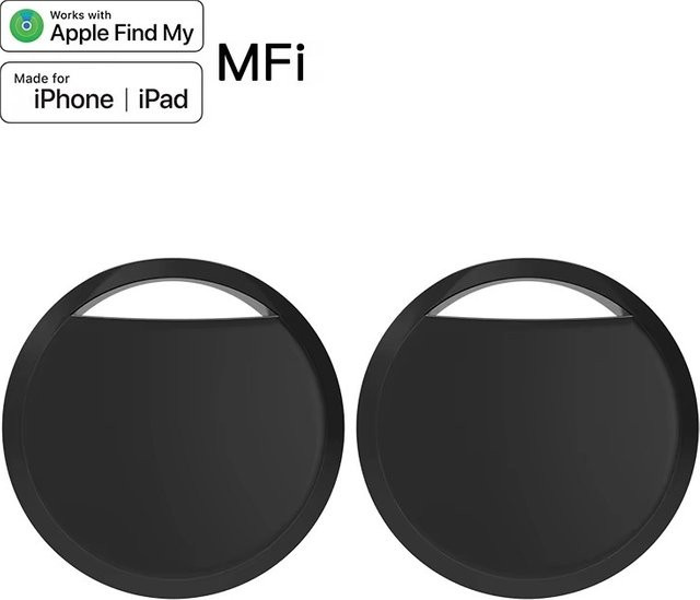 HIMOJO 2er Set Anti-Verlust-Tracker in Schwarz für Apple AirTag mit Bluetooth und GPS über die Find My App für Gepäck und Schlüssel - Bild 1