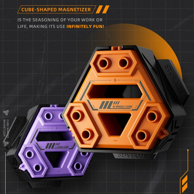JAKEMY JM-Z21 Multifunktions-Magnetisierer und Entmagnetisierer mit 360 Grad Rotation und Aufbewahrungsbox für Schraubendreher-Bits in Orange - Bild 1