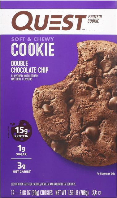 Quest Nutrition Protein-Cookie Doppel-Schokoladenstückchen 12 x 59 g - Bild 1