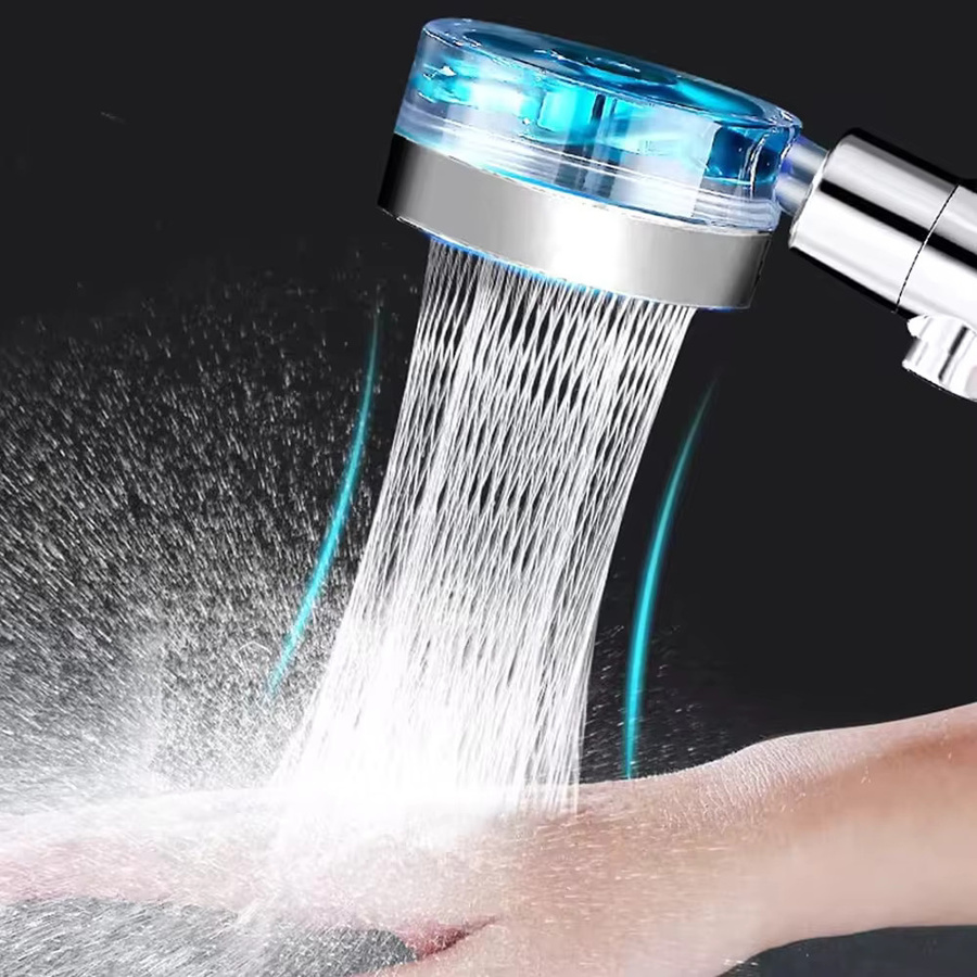 IOUHAPPY Turbo-Duschkopf Set in Chrom und Silber mit 360 Grad Drehbarkeit, Hochdruck-Wasserspar-Sprühkopf und Filter, Handbrause mit Schlauch und Halterung - Bild 6