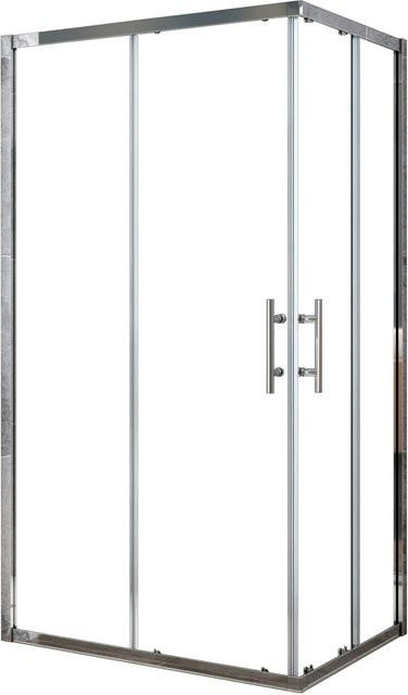 AICA Duschtür Schiebetür als Duschkabine für Eckeinstieg aus 6mm ESG Sicherheitsglas, Farbe: Transparent/Silber, B: 120 cm, T: 110 cm, H: 185 cm - Bild 1