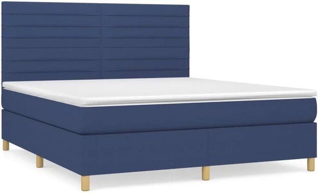 vidaXL Boxspringbett Hybrid mit Matratze und Taschenfedern, Blau, B/T/H: 180 x 200 x 118 cm - Bild 1