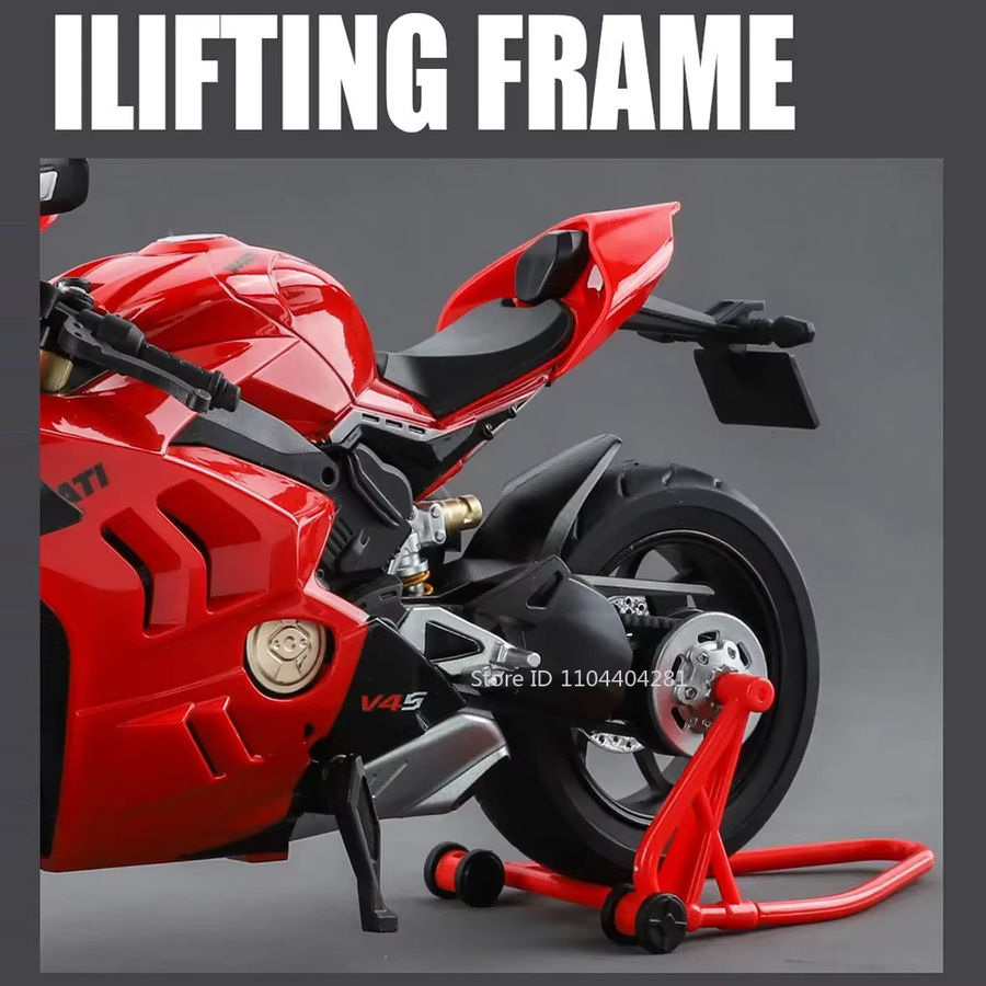 MAKEDA 1:9 V4S RR1000 Legierung Motorrad Modell, mit Beleuchtung, Metall - Bild 3