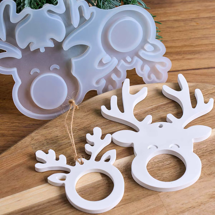 Silikonform für DIY Weihnachtsbaum-Dekoration mit Elch-Motiv von UDOCOOL für Harz und Gips - Bild 1
