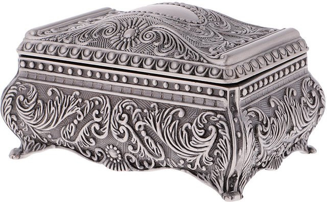 Rechteckige Retro-Schmuckschatulle mit Blumenskulptur von DIY Mall in Grau - Bild 1