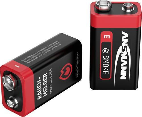 Ansmann 9V E-Block Alkali-Mangan Batterien für Rauchmelder, 2 Stück - Bild 1