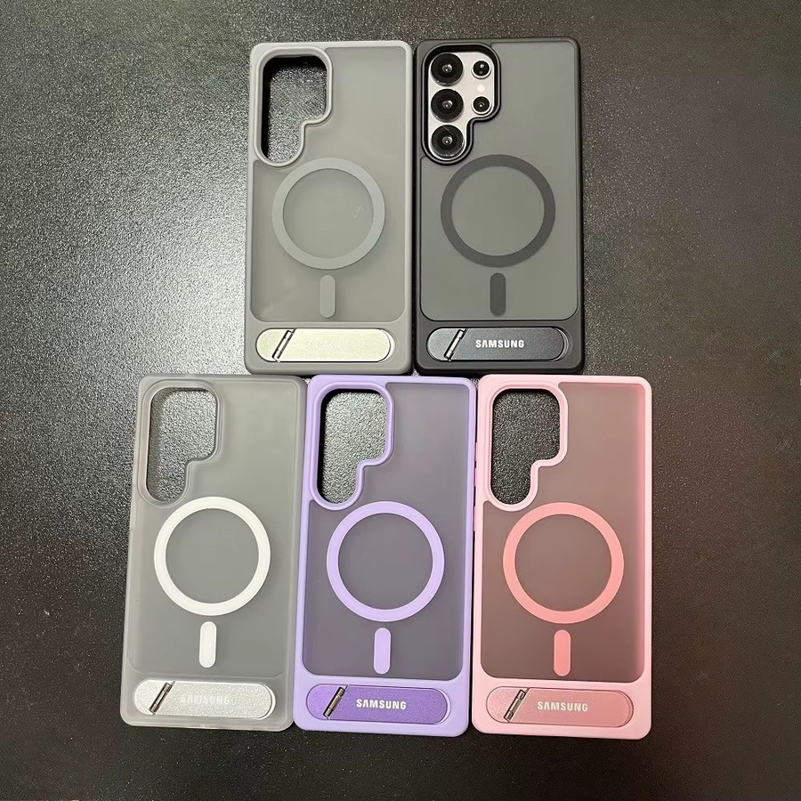 Transparente Handyhülle mit Halterung für Samsung Galaxy S26 S25 S24 S23 Ultra Plus, magnetische Schutzhülle kompatibel mit kabellosem Laden, Farbe: Transparent/Grau - Bild 2